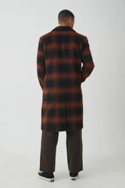 Cheap boohooMAN Oversized Check Overcoat In brown