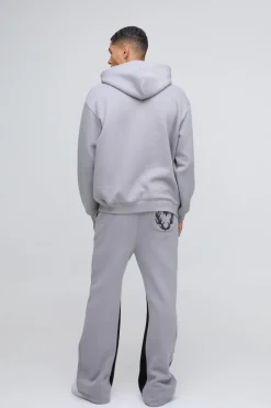 Discount boohooMAN Oversized Cold Hearted Puff Print Hoodie grey
