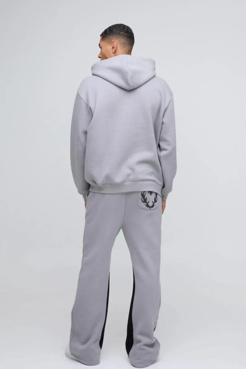 Discount boohooMAN Oversized Cold Hearted Puff Print Hoodie grey