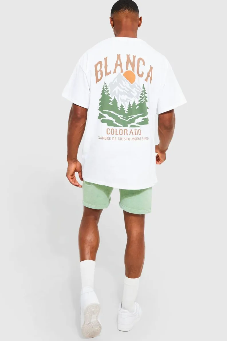 Cheap boohooMAN Oversized Colorado Mountains Graphic T-shirt white