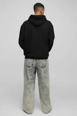 Hot boohooMAN Oversized Death Row License Print Hoodie black