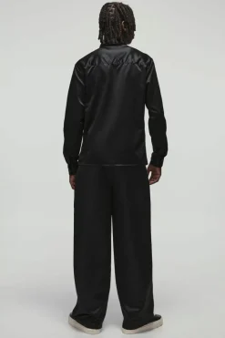 Cheap boohoo Oversized Deep V Satin Set black