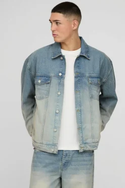 Flash Sale boohooMAN Oversized Denim Jacket stonewash