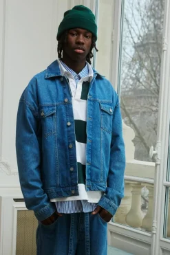 Online boohooMAN Oversized Denim Jacket light wash