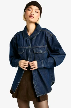 Hot boohoo Oversized Denim Shirt indigo