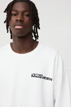 Best boohooMAN Oversized Disney Cars License Print Sweatshirt white
