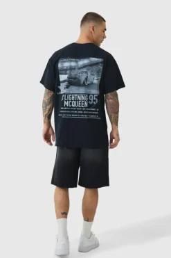 Best boohooMAN Oversized Disney Cars License Back Print T-shirt black