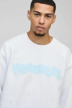 Store boohooMAN Oversized Disney Hercules License Print Sweatshirt white