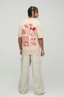 Discount boohooMAN Oversized Disney Mickey Mouse Anime License T-Shirt sand