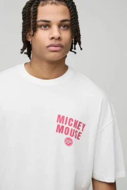 Best boohooMAN Oversized Disney Mickey Mouse License T-Shirt white
