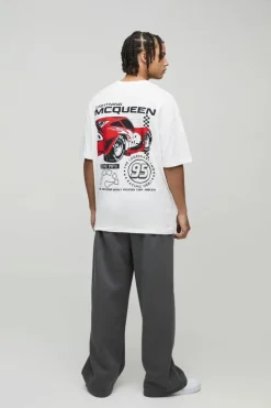 Online boohooMAN Oversized Disney Pixar Cars License T-Shirt white