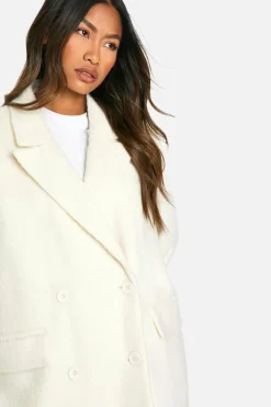 Hot boohoo Oversized Double Breasted Wool Look Coat cream
