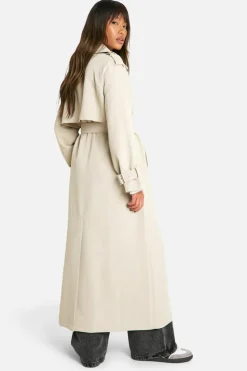 Cheap boohoo Oversized Double Breast Trench Coat stone