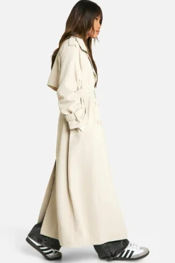 Cheap boohoo Oversized Double Breast Trench Coat stone
