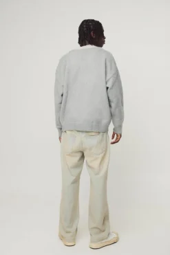 Sale boohooMAN Oversized Double Layer Brushed Knitted Jumper grey