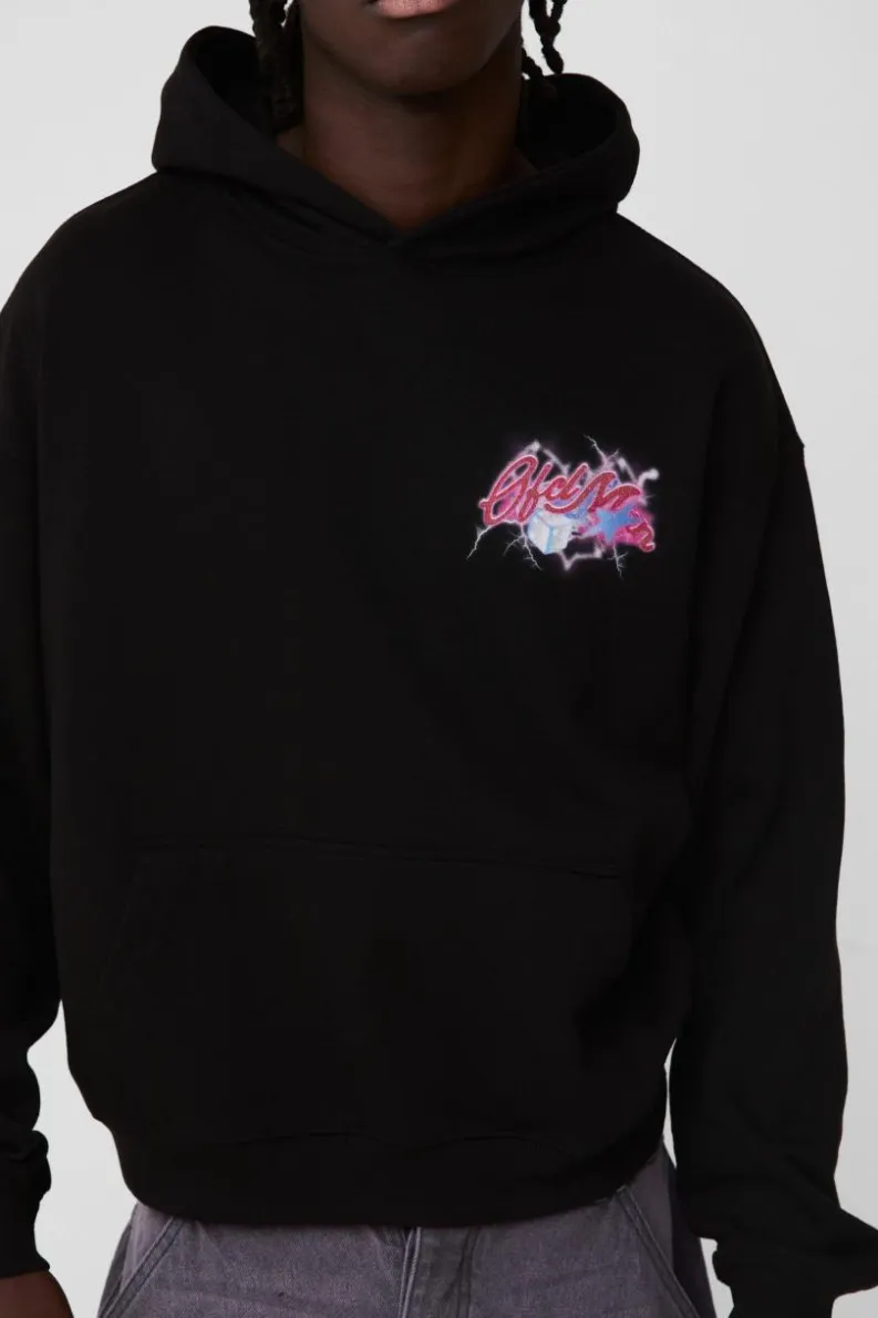 Store boohooMAN Oversized Dove MMXIII Graphic Hoodie black
