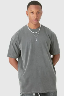 Cheap boohooMAN Oversized Dove Worldwide Back Print T-shirt charcoal