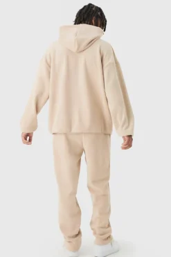 Best Sale boohooMAN Oversized Dropped shoulder Polar fleece Hoodie light grey