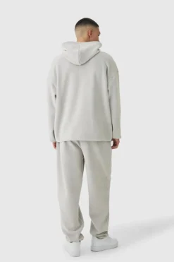 Clearance boohooMAN Oversized Dropped shoulder Polar fleece Hoodie taupe
