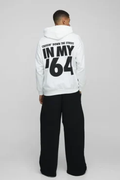 Online boohooMAN Oversized Eazy E Face License Print Hoodie white