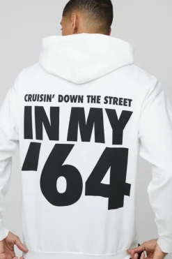Online boohooMAN Oversized Eazy E Face License Print Hoodie white