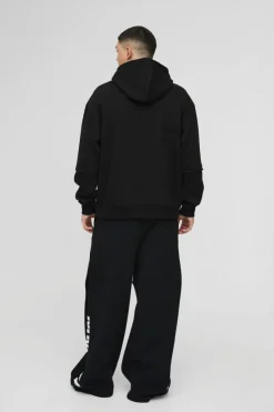 Best boohooMAN Oversized Edition Graffiti Print Hoodie black