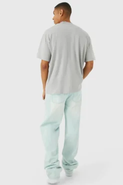 Online boohooMAN Oversized Embossed Detail T-shirt dove