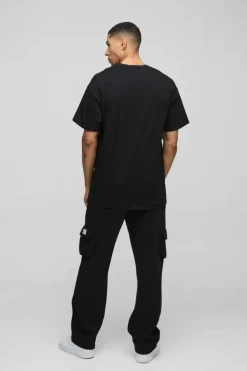 Cheap boohooMAN Oversized Embroidered Broken Heart T-Shirt black