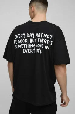 Store boohooMAN Oversized Everyday Text Graphic T-Shirt black