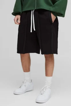 Best Sale boohooMAN Oversized Exposed Seam Short black