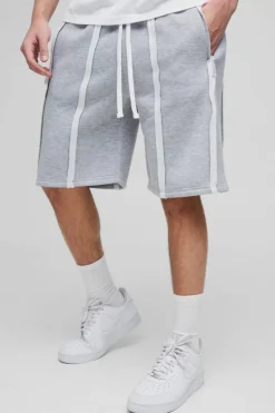 Fashion boohooMAN Oversized Exposed Seam Short grey marl
