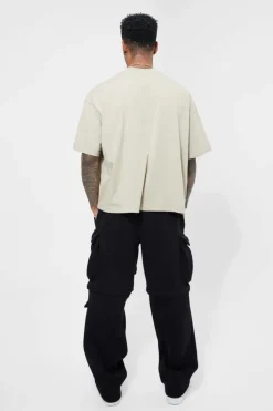 Best Sale boohooMAN Oversized Extended Neck Boxy T-shirt stone