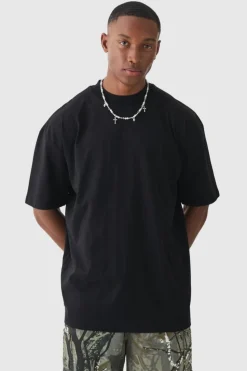 Cheap boohooMAN Oversized Extended Neck Extreme Gothic Back Graphic T-shirt black