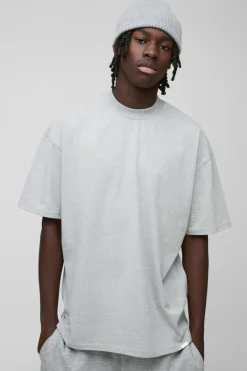 Best boohooMAN Oversized Extended Neck Heavyweight T-shirt grey marl