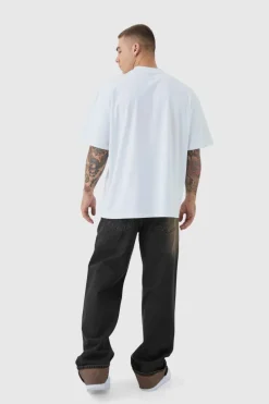 Sale boohooMAN Oversized Extended Neck Limited Edition Embossed T-Shirt white