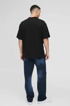 Clearance boohooMAN Oversized Extended Neck Puff Print Space Graphic T-shirt black