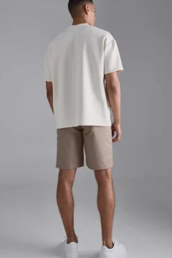 New boohooMAN Oversized Extended Neck Scuba T-shirt ecru