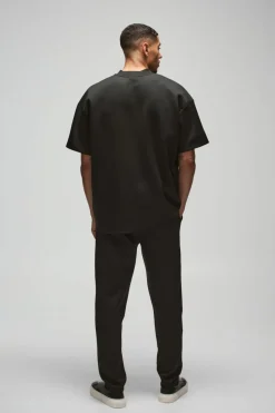 Outlet boohooMAN Oversized Extended Neck Scuba T-shirt black