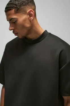 Outlet boohooMAN Oversized Extended Neck Scuba T-shirt black