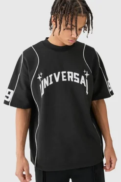 New boohooMAN Oversized Extended Neck Universal Graphic T-shirt black