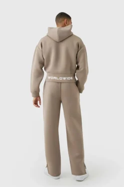 Outlet boohooMAN Oversized Extended Waist Relaxed Fit Scuba Hooded Tracksuit taupe
