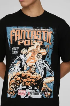 Outlet boohooMAN Oversized Fantastic Four Comic License Print T-Shirt black