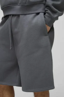 New boohooMAN Oversized Fit Drop Crotch Basic Lightweight Shorts charcoal