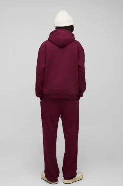 Online boohooMAN Oversized Fit Homme Print Tracksuit burgundy