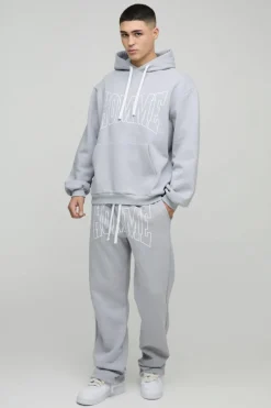 Flash Sale boohooMAN Oversized Fit Homme Print Tracksuit grey