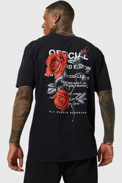Cheap boohooMAN Oversized Floral Back Graphic T-shirt black