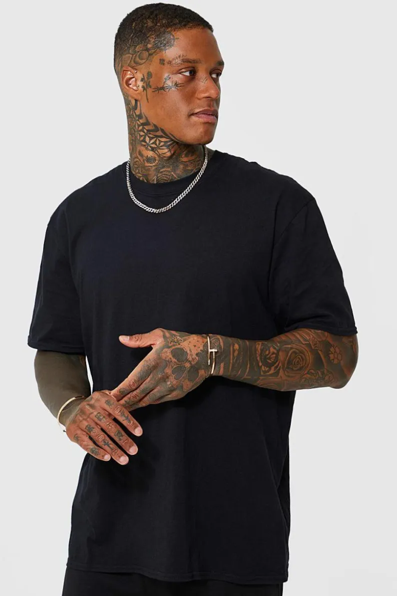 Cheap boohooMAN Oversized Floral Back Graphic T-shirt black
