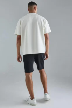 Fashion boohooMAN Oversized Floral Line Drawing Scuba T-shirt ecru
