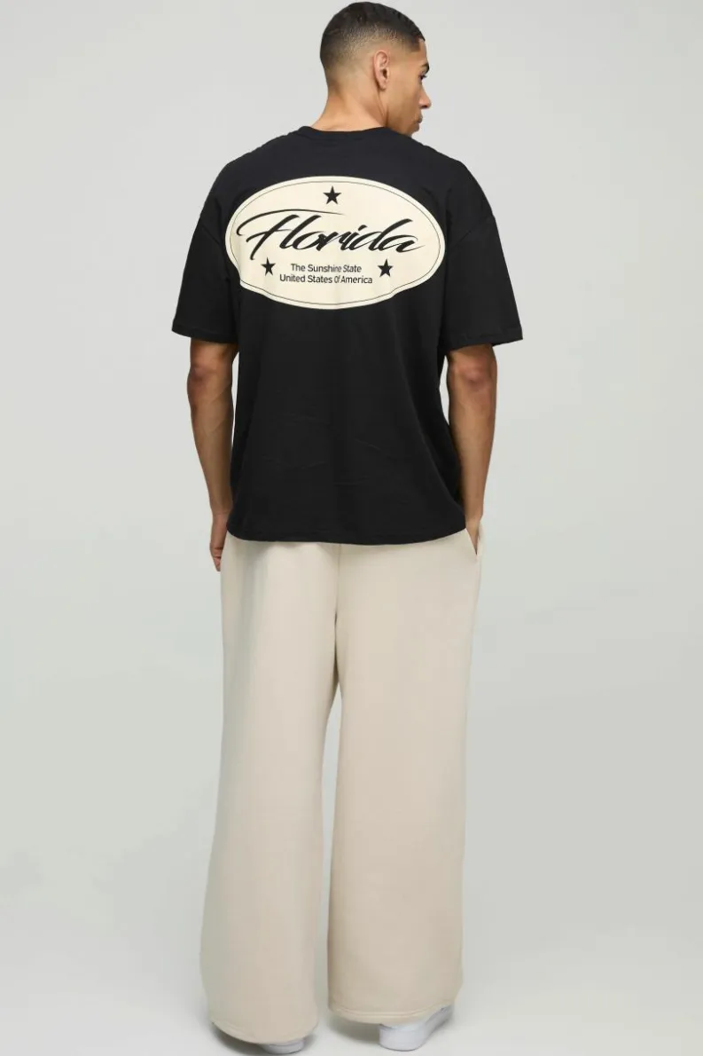 Sale boohooMAN Oversized Florida Print T-Shirt black