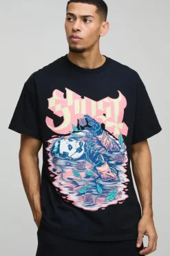 Flash Sale boohooMAN Oversized Ghost Band License Print T-Shirt black